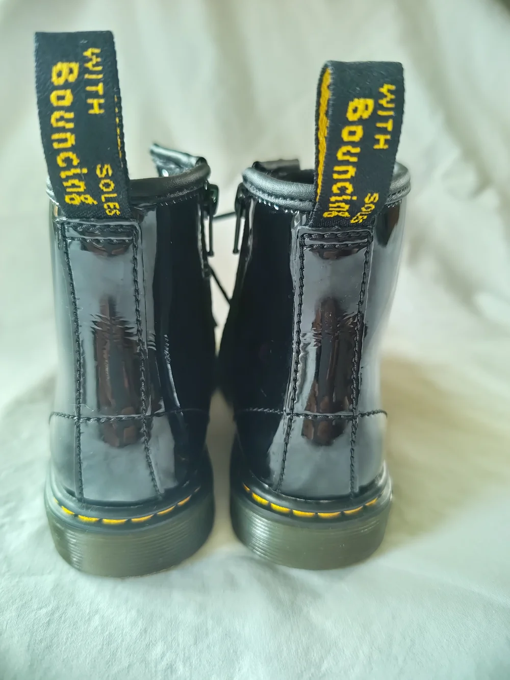 Dr. Martens Kids Black Patent Leather Lace-Up Boots Size 10